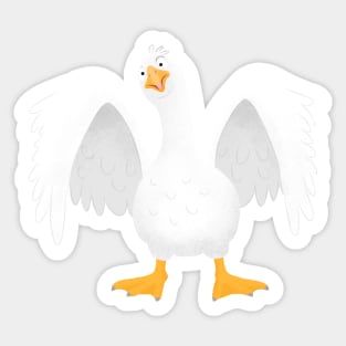 Funny curious domestic goose cartoon illustration Sticker